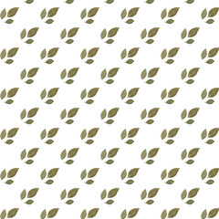 Seamless pattern of three bay leaves on a white background