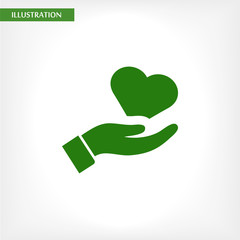 heart in hand icon , lorem ipsum Flat design