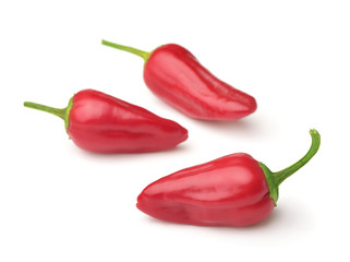 Three red jalapeno chili peppers