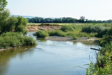 Fototapeta na wymiar Becva. Downstream meanders. Central Moravia. Czechia. Europe.