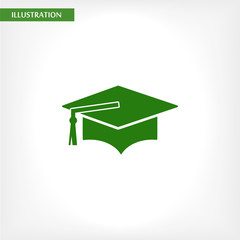 Graduation cap vector icon  , lorem ipsum Flat design