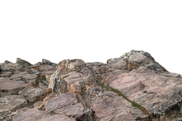 Rock mountain slope foreground close-up isolated on white background. Element for matte painting,...