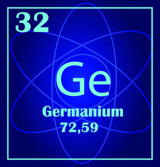 Simple style tile icon. Chemical element of periodic table. Atom on a blue background