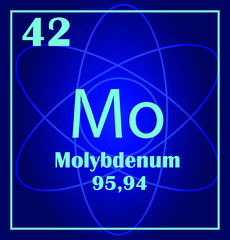 Simple style tile icon. Chemical element of periodic table. Atom on a blue background