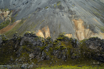Lava field at Landmannalaugar in Fjallabak natural reserve, South Iceland. Beautiful nature landscape