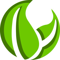 Vector Design of a Leaf Logo in Green  with Circle Theme