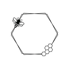 Fototapeta premium Honey Bee Frame vector. Hexagon frame vector.