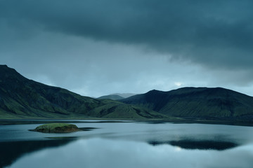 Frostastadavatn lake in South Iceland. Beautiful nature landscape