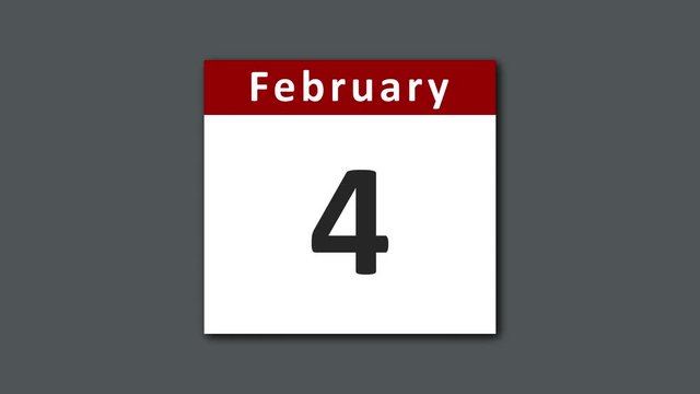 February Calendar With Extra Day Added For Leap Year. Flipping And Tearing The Pages Of The Days For The Entire Month Of February