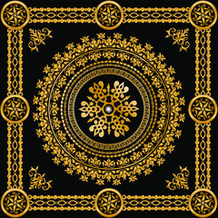 gold ornament on black background