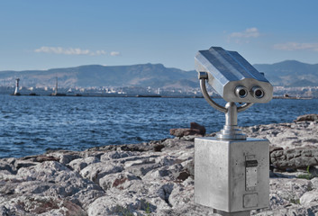 Coast binoculars for people to use by the sea