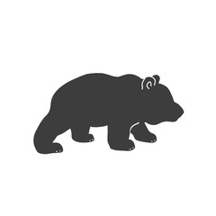Fototapeta premium Bear black silhouette vector logo. Forest animal sticker, side view.