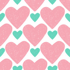 Hand drawn hearts. Abstract seamless pattern in vintage style. Artistic wallpaper abstract background. Modern graphic element