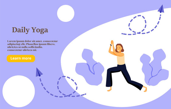 Daily yoga concept illustration, perfect for web design, banner, mobile app, landing page, vector flat illustration. 