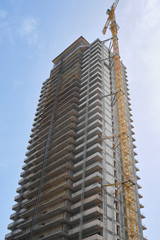 Skyscraper construction and crane