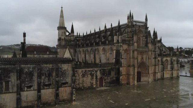 Batalha. Hitorical city with monastery in Portugal. Europe. Aerial Drone Footage