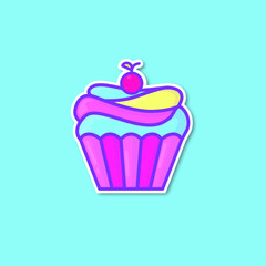 Bright and Cute Cupcake Vector Illustration. Delicious Sweets, Dessert Flat Design