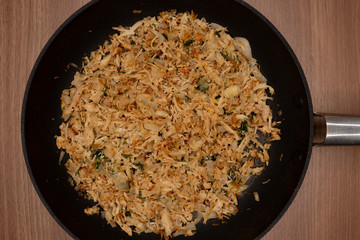 Shredded chicken top view 