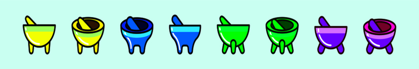 set of mexican molcajete icon design template with various models. vector illustration