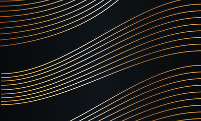 Abstract stylish background pattern of geometric shapes and golden lines. Vector graphics on a black background.