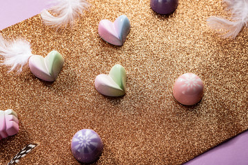 Chocolate candies set top view