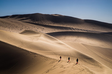 Fototapeta na wymiar walk through the dunes of the china gobi