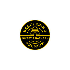 honey bee logo beekeeping design badge simple monoline style