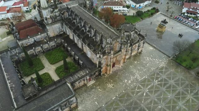 Batalha. Hitorical city with monastery in Portugal. Europe. Aerial Drone Footage