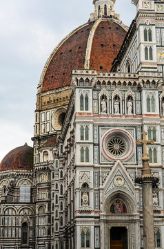 Fragment of the Florence Cathedral or " Cathedral of Saint Mary of the Flower " (Cattedrale di Santa Maria del Fiore)-" Тhe Almond Door " (Porta della Mandorla ).Florence,Italy