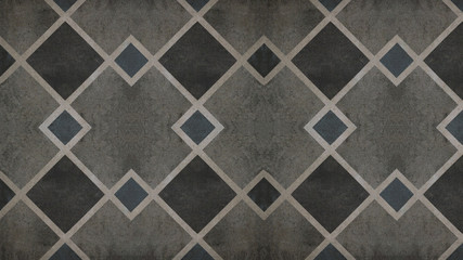 Seamless grunge black anthracite gray grey cement stone concrete paper textile wallpaper texture background, with diamond / rhombus / lozenge shape square pattern print