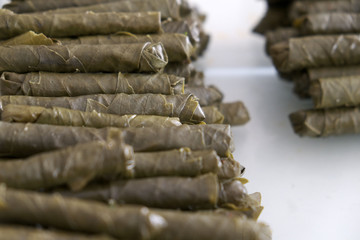stuffed grape leaves, homemade stuffed leaves, snack foods stuffed leaves,
