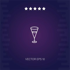 drink glass transparent container outline with white wine vector icon modern illustration