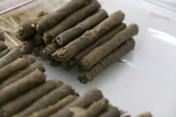 stuffed grape leaves, homemade stuffed leaves, snack foods stuffed leaves,