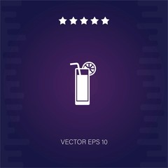 fresh soda glass with lemon slice and straw vector icon modern illustration