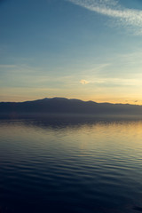 Fototapeta na wymiar lake and mountain at the sunset