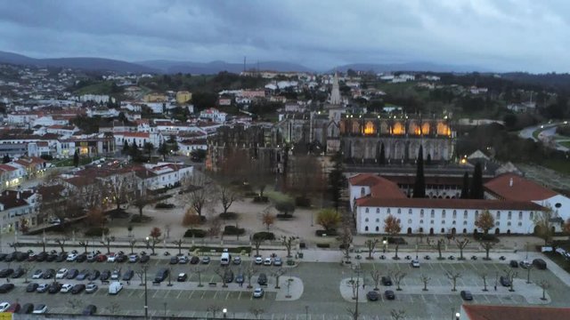 Monastery of Batalha in Portugal. Aerial Drone Footage