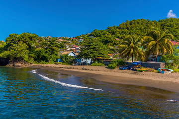 A view from a jetty towards the beach at Barrouallie, Saint Vincent