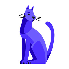Flat illustration of sitting purple cat