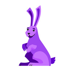 Flat illustration of sitting purple rabbit