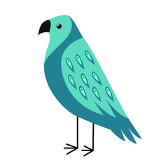 Flat vector illustration of blue bird
