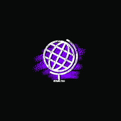 Geography icon. Drawing with colored chalk on a school board. Vector illustration, isolated object.