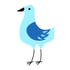 Flat vector illustration of light blue bird