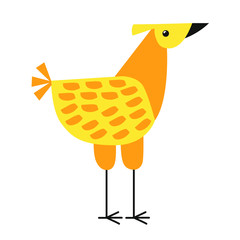 Flat vector illustration of yellow orange bird