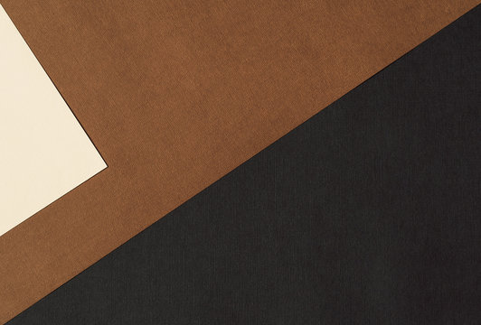 Paper for pastel overlap in black, beige and terracotta colors for background, banner, presentation template. Creative modern trendy background design in natural colors. Trendy paper for pastel