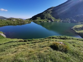 lake and mountains