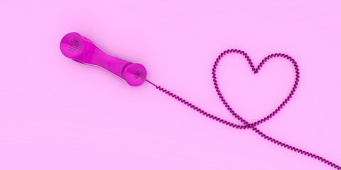 Fixed Phone Receiver Concept In Love 3d rendering