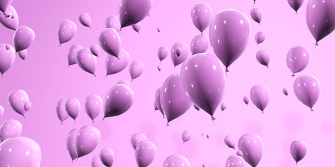 Pink Violet baloons background 3d rendering
