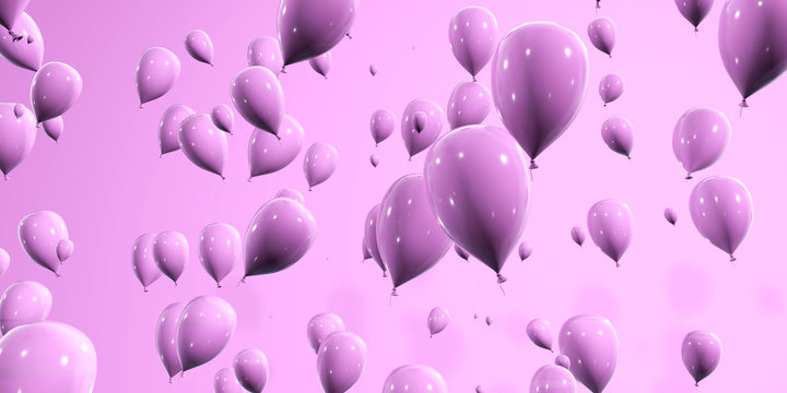 Pink Violet baloons background 3d rendering