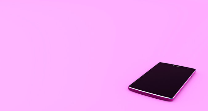 Smartphone close-up pink color connected 3d concept 3d rendering
