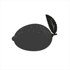 Lemon fruit, black silhouette. Vector drawing.